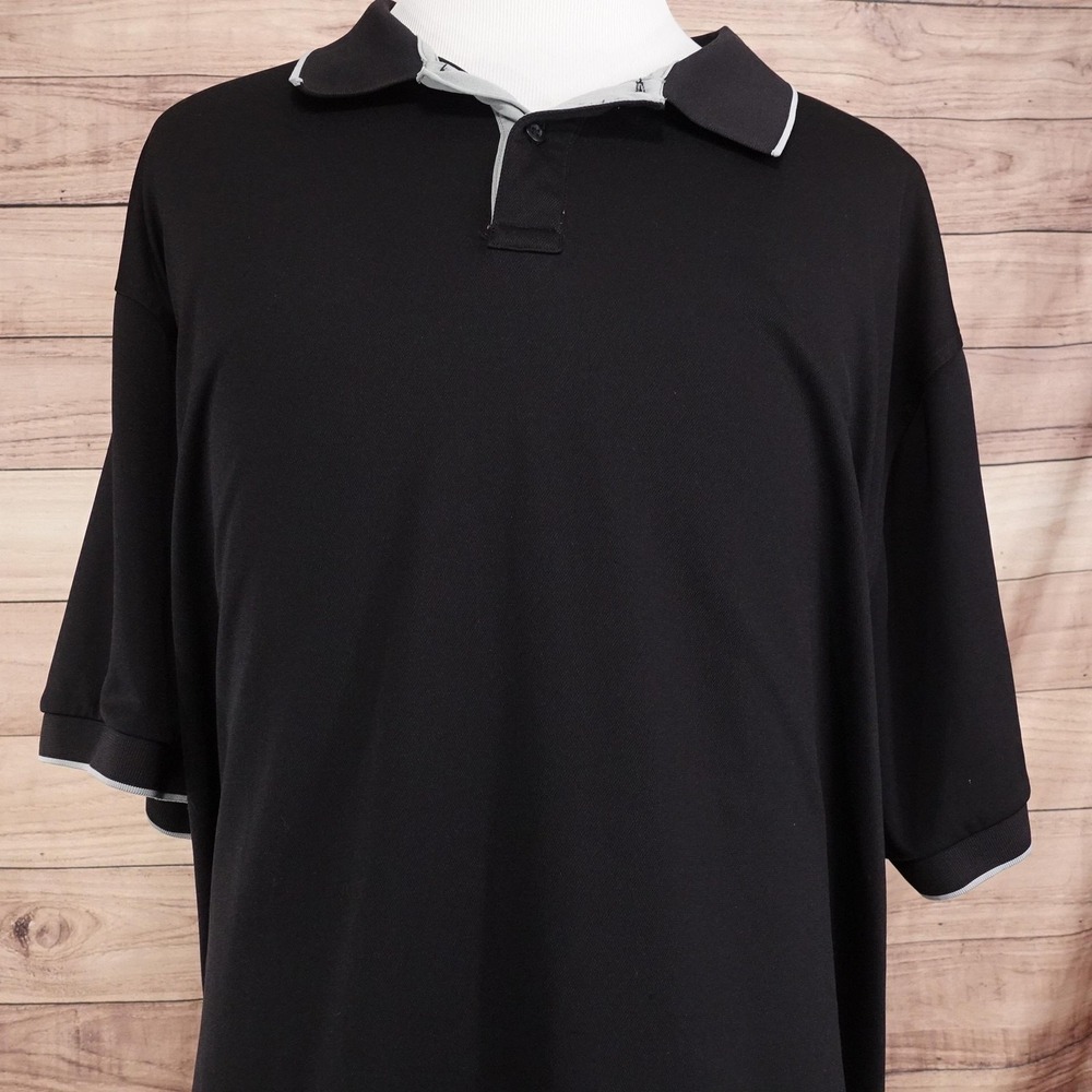 Claiborne Polo Shirt Mens 4XLT Black Quick Dri Easy Care Big Tall Golf Casual